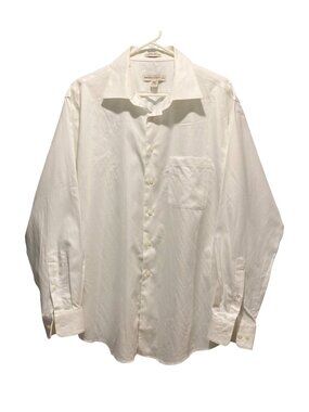 PRONT UOMO White Button-Down 17 34/35 Non-Iron Slim Fit Old Money Dress Shirt